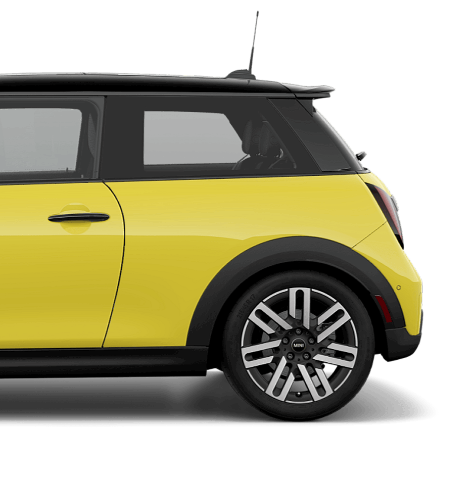 Side view of the rear half of the MINI Cooper 2 Door